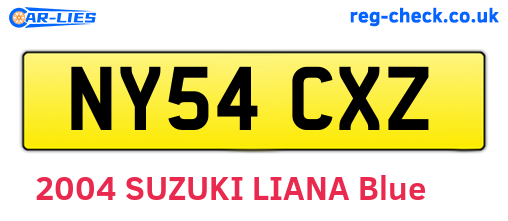 NY54CXZ are the vehicle registration plates.