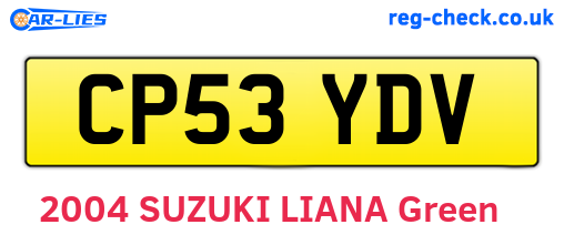 CP53YDV are the vehicle registration plates.