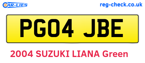 PG04JBE are the vehicle registration plates.
