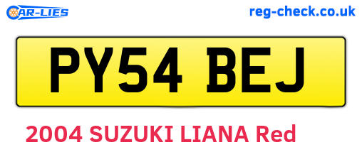 PY54BEJ are the vehicle registration plates.