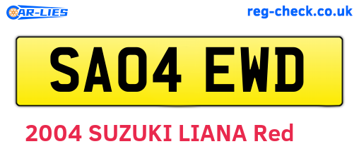 SA04EWD are the vehicle registration plates.