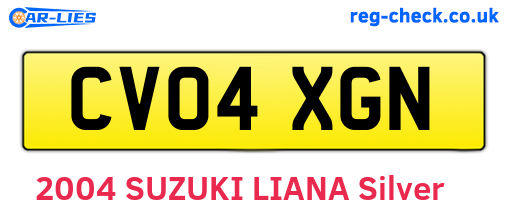 CV04XGN are the vehicle registration plates.