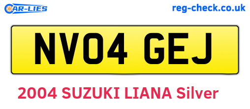 NV04GEJ are the vehicle registration plates.