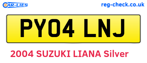 PY04LNJ are the vehicle registration plates.