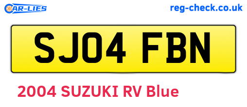 SJ04FBN are the vehicle registration plates.