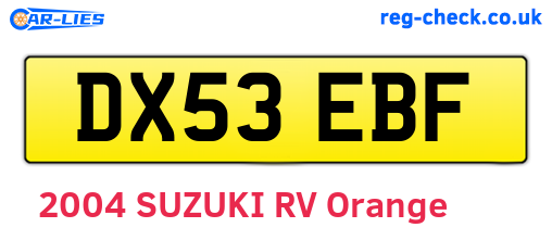 DX53EBF are the vehicle registration plates.