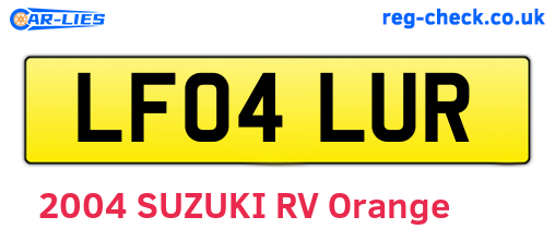 LF04LUR are the vehicle registration plates.