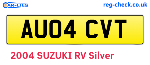 AU04CVT are the vehicle registration plates.