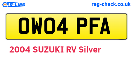 OW04PFA are the vehicle registration plates.