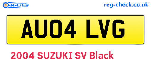 AU04LVG are the vehicle registration plates.
