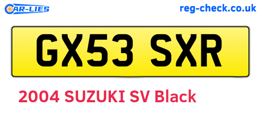 GX53SXR are the vehicle registration plates.