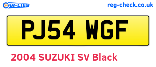 PJ54WGF are the vehicle registration plates.