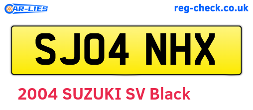 SJ04NHX are the vehicle registration plates.
