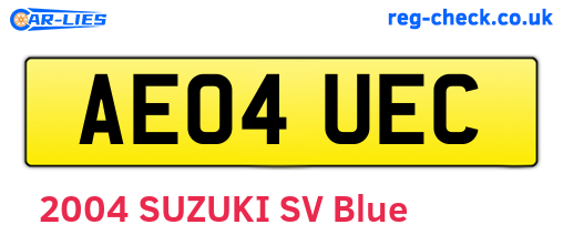 AE04UEC are the vehicle registration plates.