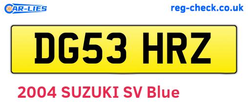 DG53HRZ are the vehicle registration plates.