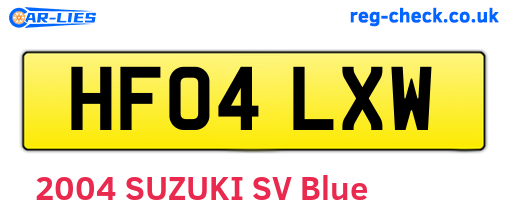 HF04LXW are the vehicle registration plates.
