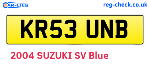 KR53UNB are the vehicle registration plates.