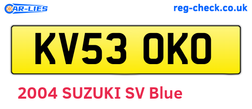 KV53OKO are the vehicle registration plates.