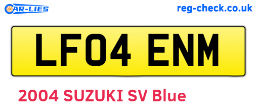 LF04ENM are the vehicle registration plates.