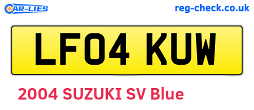 LF04KUW are the vehicle registration plates.