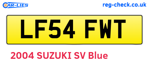 LF54FWT are the vehicle registration plates.