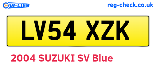LV54XZK are the vehicle registration plates.