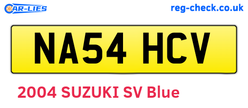 NA54HCV are the vehicle registration plates.
