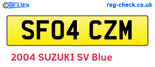 SF04CZM are the vehicle registration plates.