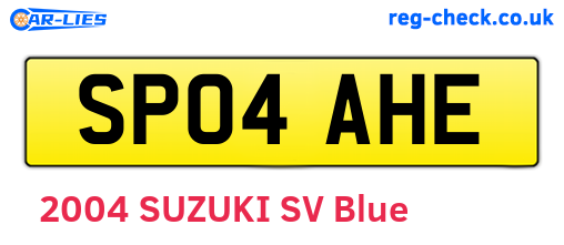 SP04AHE are the vehicle registration plates.