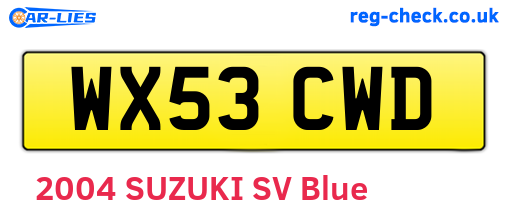 WX53CWD are the vehicle registration plates.