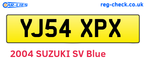 YJ54XPX are the vehicle registration plates.