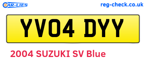 YV04DYY are the vehicle registration plates.