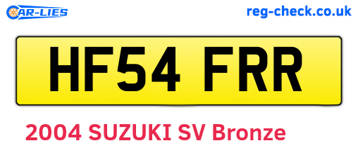 HF54FRR are the vehicle registration plates.