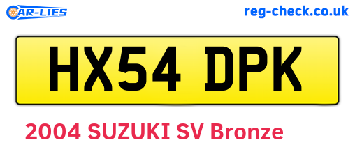 HX54DPK are the vehicle registration plates.