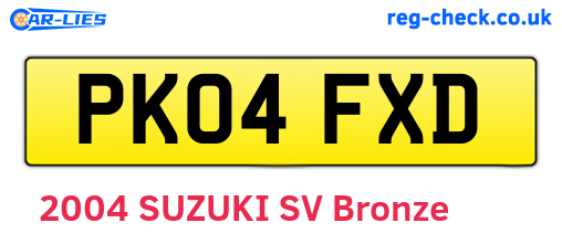 PK04FXD are the vehicle registration plates.