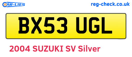BX53UGL are the vehicle registration plates.