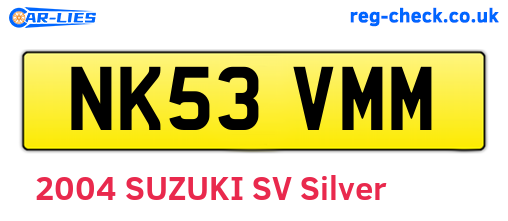 NK53VMM are the vehicle registration plates.