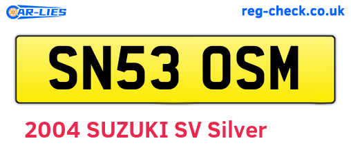 SN53OSM are the vehicle registration plates.