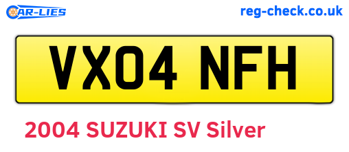 VX04NFH are the vehicle registration plates.