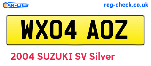 WX04AOZ are the vehicle registration plates.