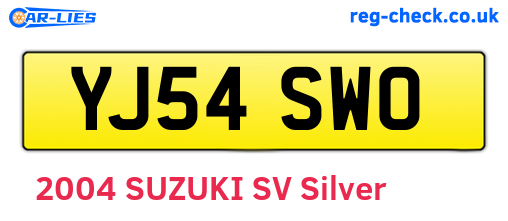 YJ54SWO are the vehicle registration plates.