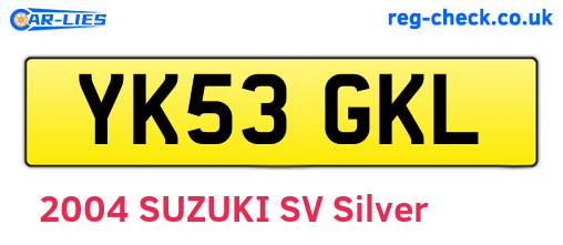 YK53GKL are the vehicle registration plates.