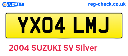YX04LMJ are the vehicle registration plates.