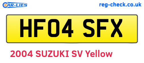 HF04SFX are the vehicle registration plates.