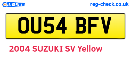 OU54BFV are the vehicle registration plates.