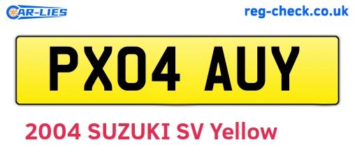 PX04AUY are the vehicle registration plates.