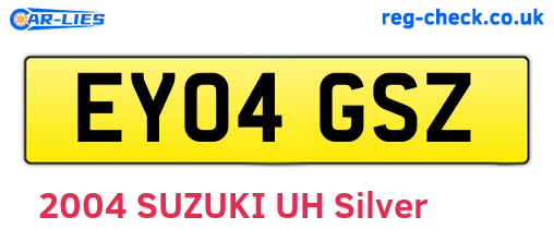 EY04GSZ are the vehicle registration plates.
