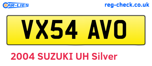 VX54AVO are the vehicle registration plates.