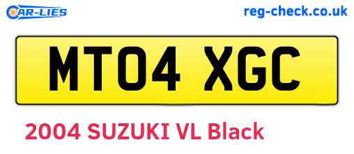 MT04XGC are the vehicle registration plates.