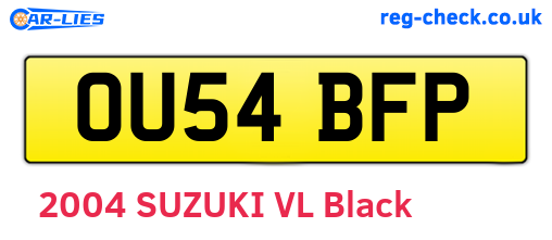 OU54BFP are the vehicle registration plates.